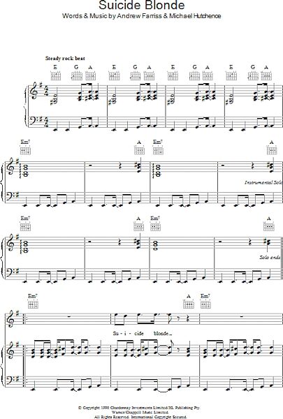 open zoom image for Suicide Blonde - Piano/Vocal/Guitar, New, Main