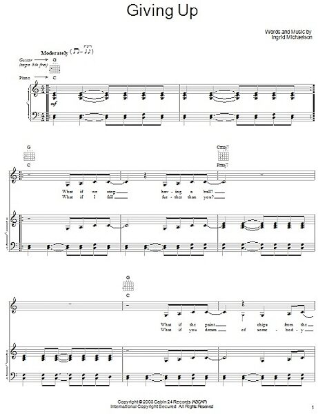 open zoom image for Giving Up - Piano/Vocal/Guitar, New, Main
