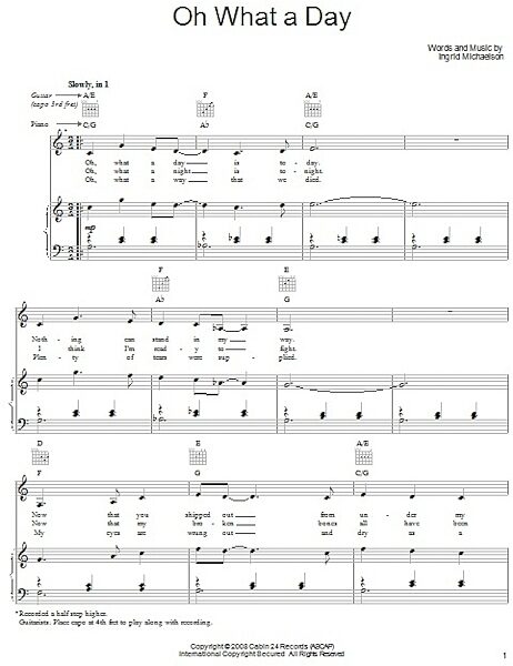 open zoom image for Oh What A Day - Piano/Vocal/Guitar, New, Main