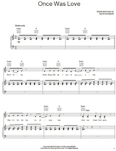open zoom image for Once Was Love - Piano/Vocal/Guitar, New, Main
