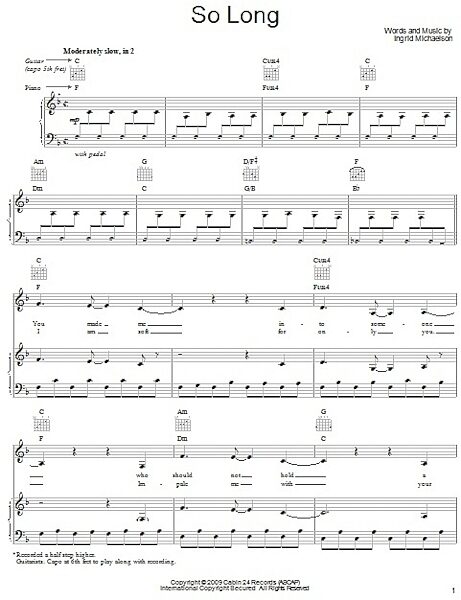 open zoom image for So Long - Piano/Vocal/Guitar, New, Main