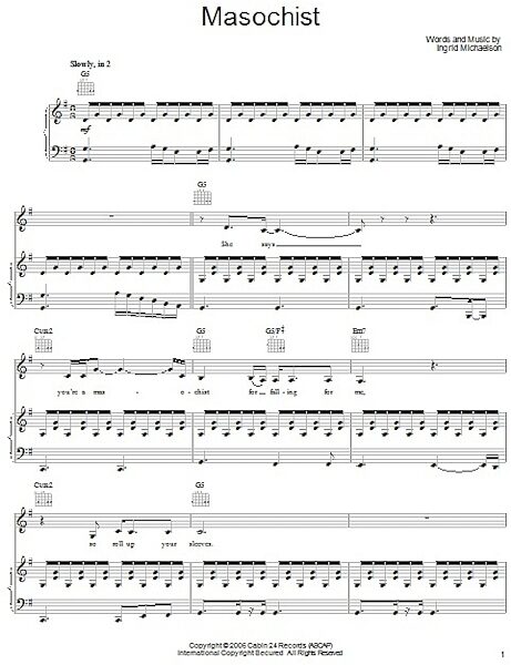 open zoom image for Masochist - Piano/Vocal/Guitar, New, Main