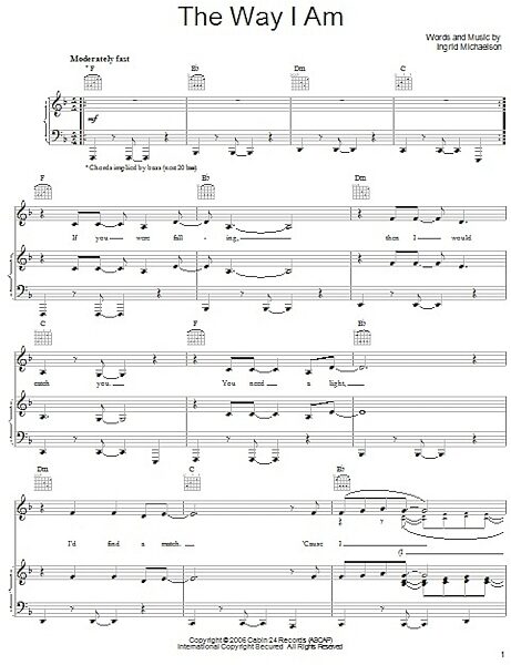 open zoom image for The Way I Am - Piano/Vocal/Guitar, New, Main