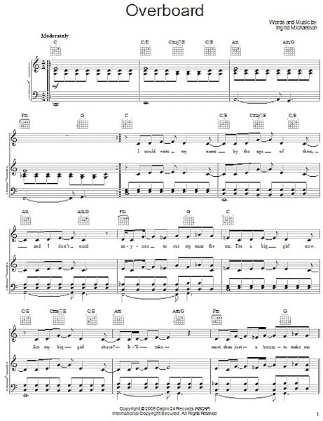 open zoom image for Overboard - Piano/Vocal/Guitar, New, Main