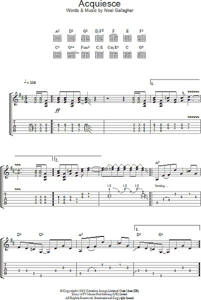 open zoom image for Acquiesce - Guitar TAB, New, Main