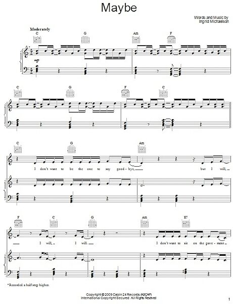 open zoom image for Maybe - Piano/Vocal/Guitar, New, Main