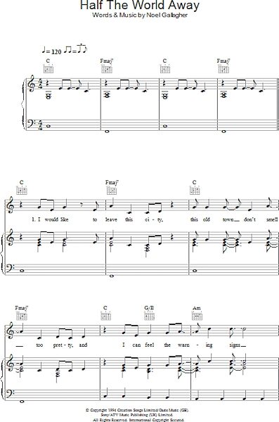 open zoom image for Half The World Away - Piano/Vocal/Guitar, New, Main