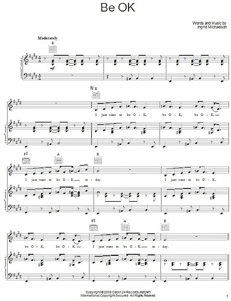 open zoom image for Be OK - Piano/Vocal/Guitar, New, Main