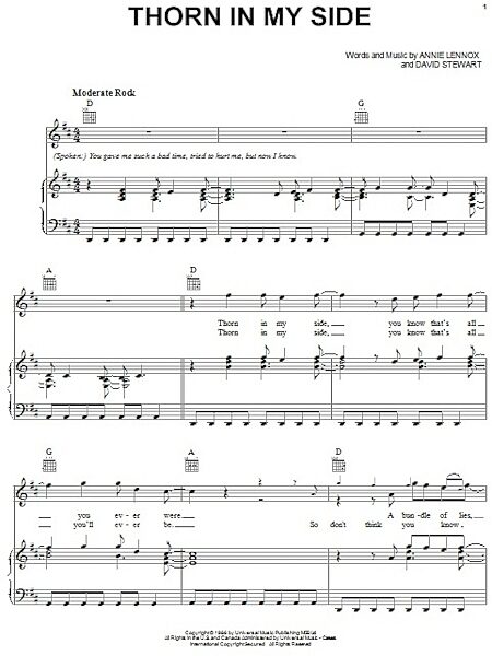 open zoom image for Thorn In My Side - Piano/Vocal/Guitar, New, Main