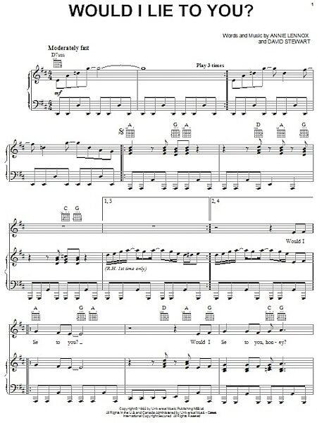 open zoom image for Would I Lie To You? - Piano/Vocal/Guitar, New, Main