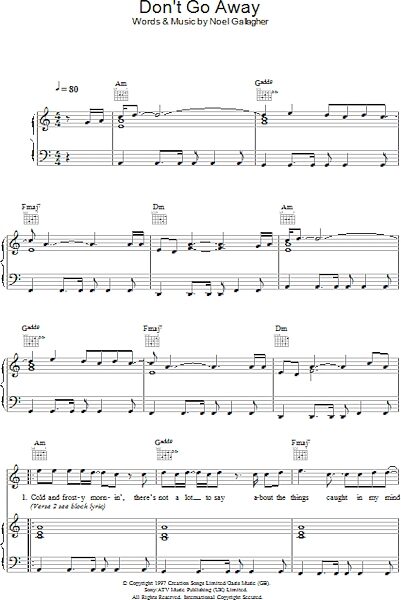 open zoom image for Don't Go Away - Piano/Vocal/Guitar, New, Main