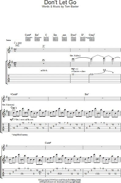 open zoom image for Don't Let Go - Guitar TAB, New, Main