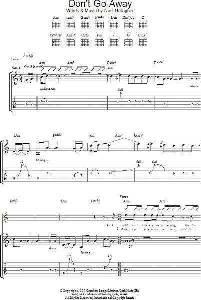 open zoom image for Don't Go Away - Guitar TAB, New, Main