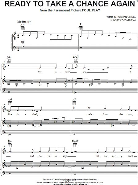 open zoom image for Ready To Take A Chance Again (Love Theme) - Piano/Vocal/Guitar, New, Main