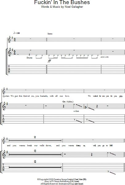 open zoom image for F***in' In The Bushes - Guitar TAB, New, Main