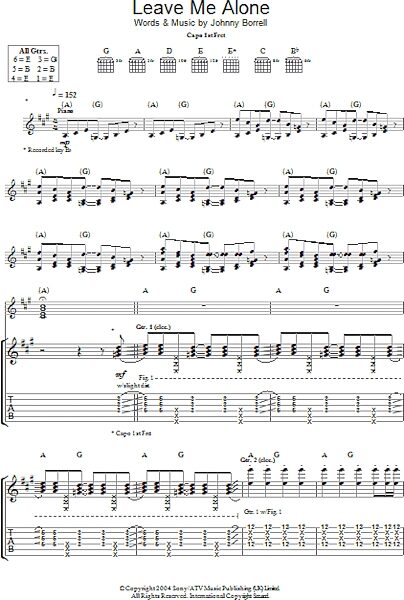 open zoom image for Leave Me Alone - Guitar TAB, New, Main