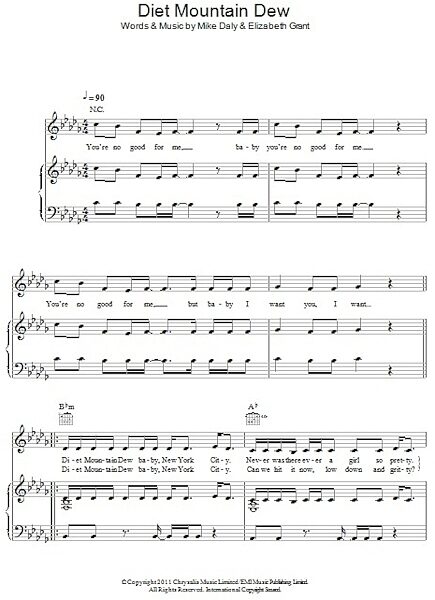 open zoom image for Diet Mountain Dew - Piano/Vocal/Guitar, New, Main