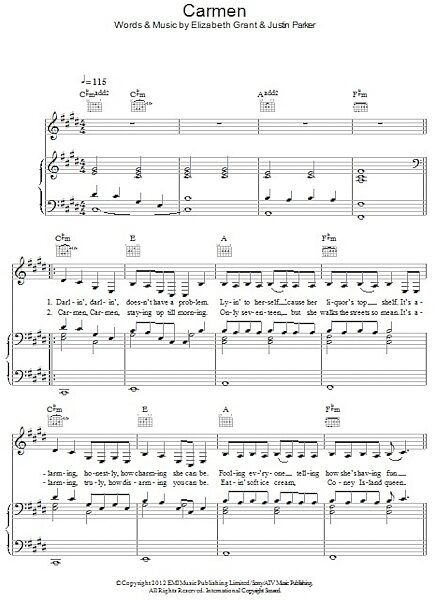 open zoom image for Carmen - Piano/Vocal/Guitar, New, Main