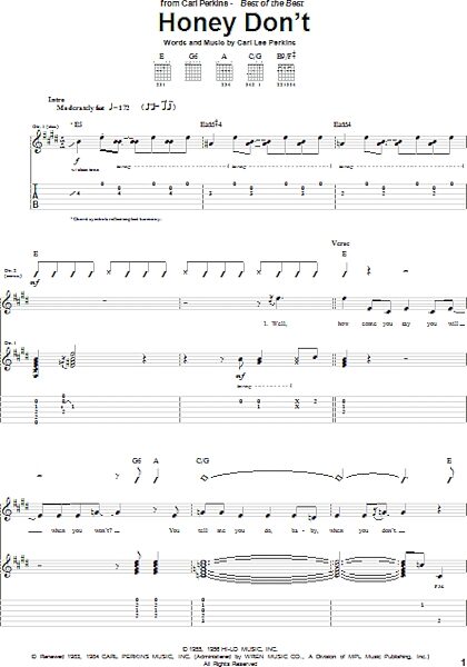 open zoom image for Honey Don't - Guitar TAB, New, Main