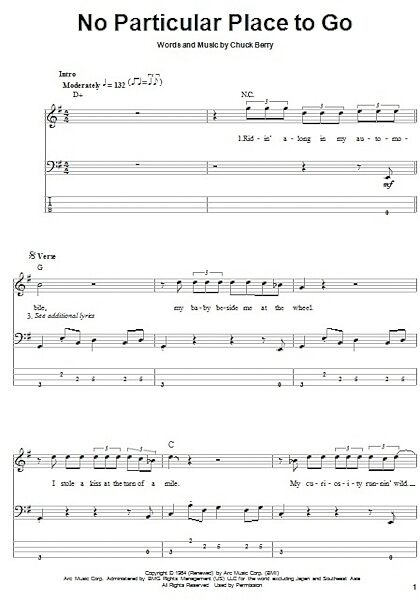 open zoom image for No Particular Place To Go - Bass Tab, New, Main