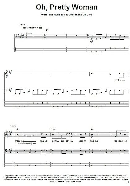 open zoom image for Oh, Pretty Woman - Bass Tab, New, Main