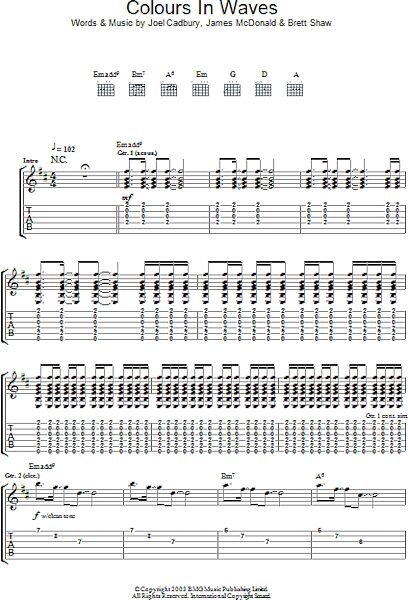 open zoom image for Colours In Waves - Guitar TAB, New, Main