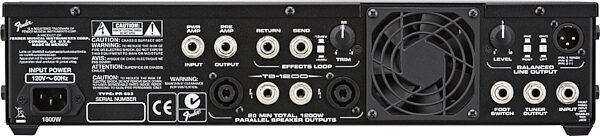open zoom image for Fender TB-1200 Bass Amplifier Head (1200 Watts), Back