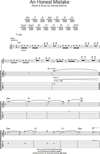 open zoom image for An Honest Mistake - Guitar TAB, New, Main