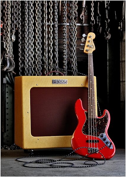 open zoom image for Fender Bassman TV Fifteen Tweed Bass Combo Amplifier (350 Watts, 1x15"), with Fender Road Worn Jazz Bass (NOT Included)