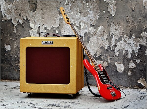 open zoom image for Fender Bassman TV Duo Ten Tweed Bass Combo Amplifier (350 Watts, 2x10 in.), with Fender Road Worn Jazz Bass (NOT Included)