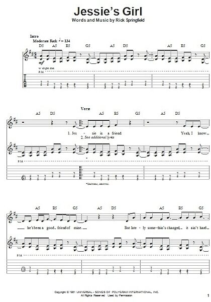 open zoom image for Jessie's Girl - Guitar Tab Play-Along, New, Main