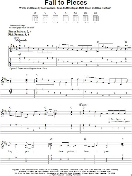 open zoom image for Fall To Pieces - Easy Guitar with TAB, New, Main