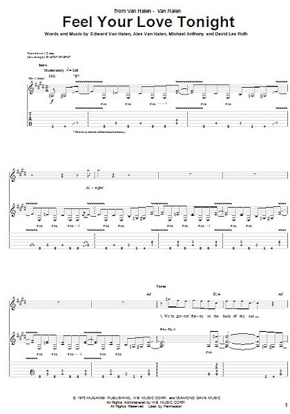 open zoom image for Feel Your Love Tonight - Guitar TAB, New, Main