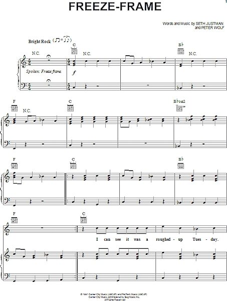 open zoom image for Freeze Frame - Piano/Vocal/Guitar, New, Main