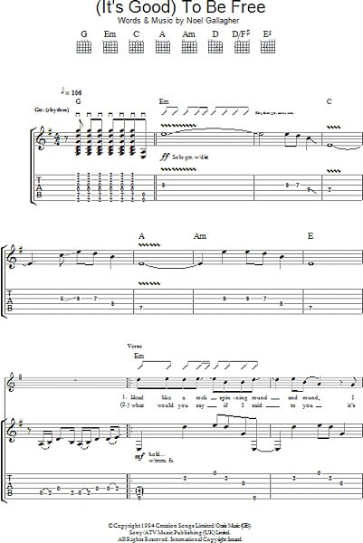open zoom image for (It's Good) To Be Free - Guitar TAB, New, Main