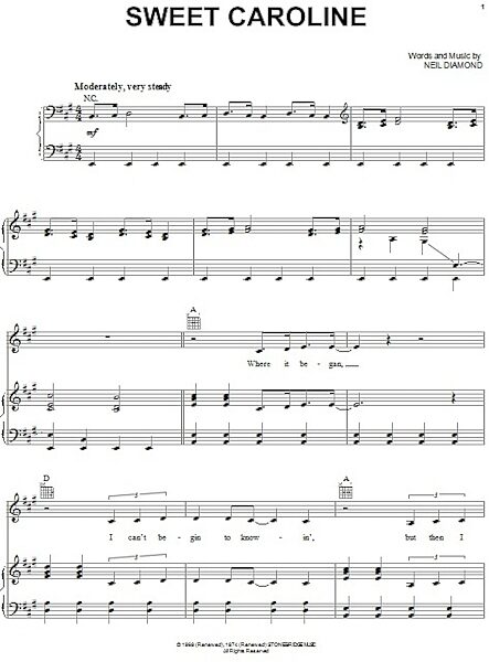 open zoom image for Sweet Caroline - Piano/Vocal/Guitar, New, Main