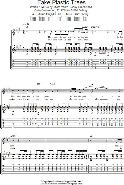 open zoom image for Fake Plastic Trees - Guitar TAB, New, Main