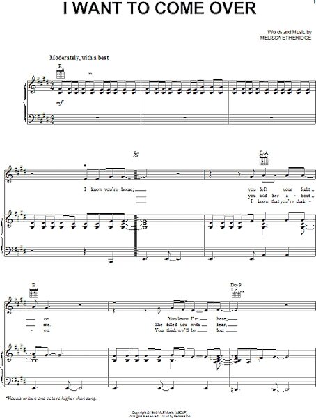 open zoom image for I Want To Come Over - Piano/Vocal/Guitar, New, Main