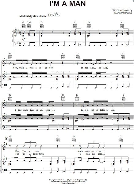 open zoom image for I'm A Man - Piano/Vocal/Guitar, New, Main