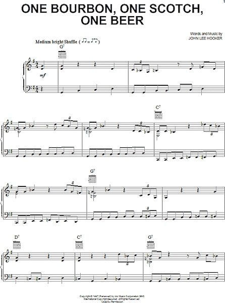 open zoom image for One Bourbon, One Scotch, One Beer - Piano/Vocal/Guitar, New, Main