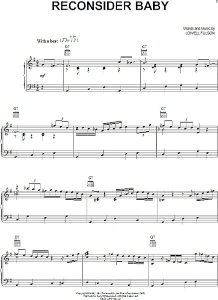 open zoom image for Reconsider Baby - Piano/Vocal/Guitar, New, Main