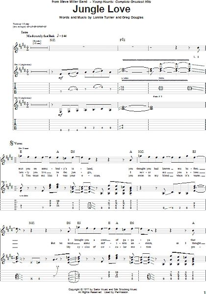 open zoom image for Jungle Love - Guitar TAB, New, Main