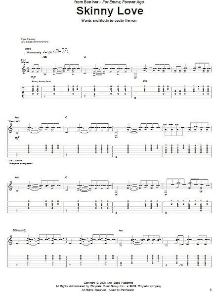 open zoom image for Skinny Love - Guitar TAB, New, Main