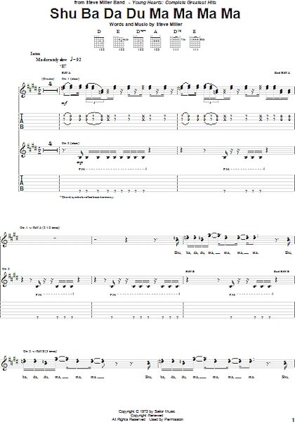 open zoom image for Shu Ba Da Du Ma Ma Ma Ma - Guitar TAB, New, Main