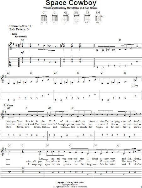 open zoom image for Space Cowboy - Easy Guitar with TAB, New, Main