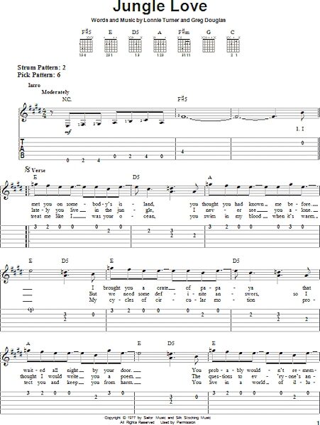 open zoom image for Jungle Love - Easy Guitar with TAB, New, Main