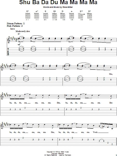 open zoom image for Shu Ba Da Du Ma Ma Ma Ma - Easy Guitar with TAB, New, Main