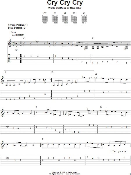 open zoom image for Cry Cry Cry - Easy Guitar with TAB, New, Main