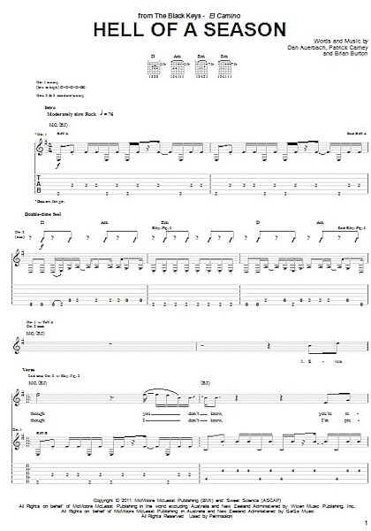 open zoom image for Hell Of A Season - Guitar TAB, New, Main