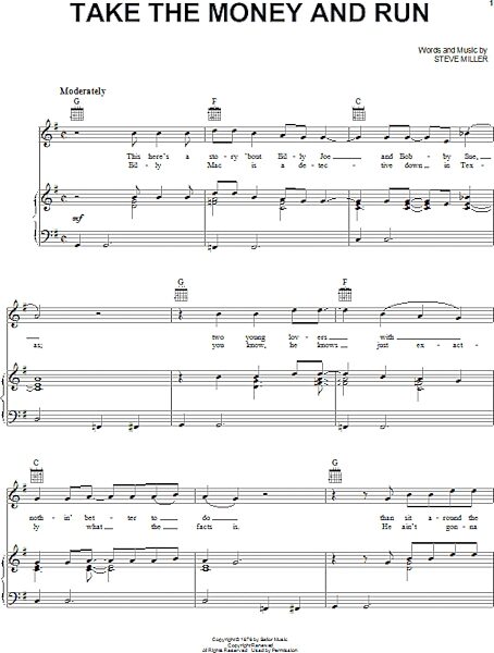 open zoom image for Take The Money And Run - Piano/Vocal/Guitar, New, Main